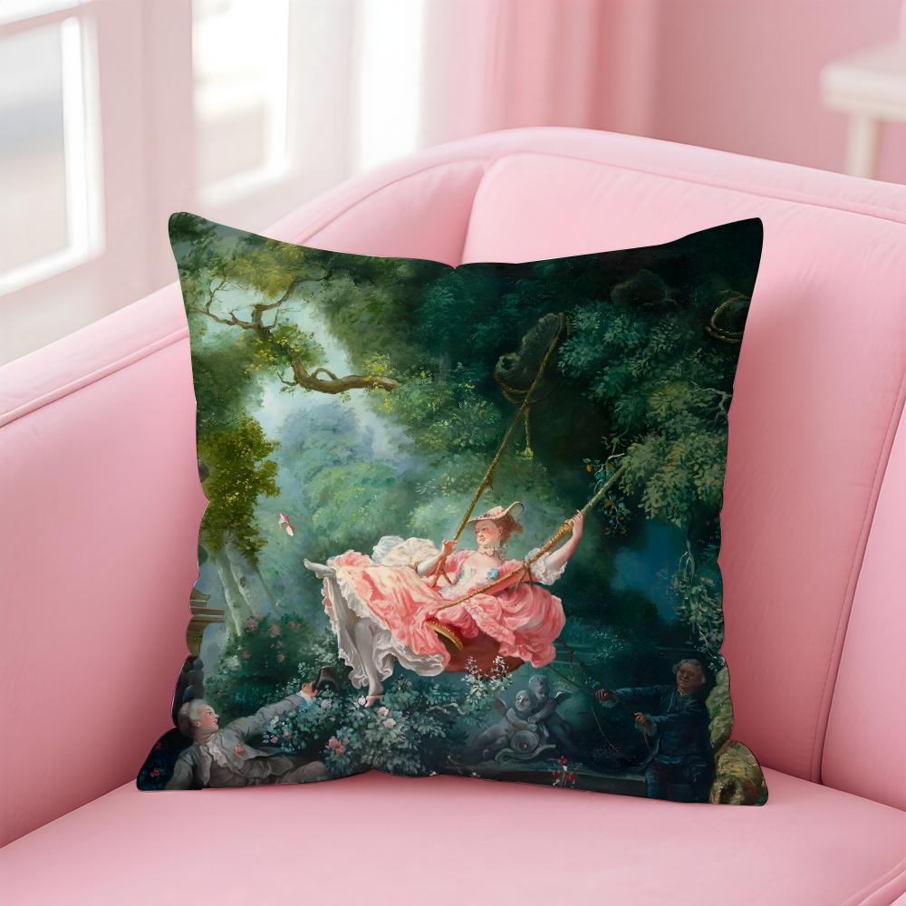 Rococo JJean Honore Fragonard Kissenbezug Kissenhülle Weicher Hautfreundlicher Stoff Komfort Verdeckter Reißverschluss