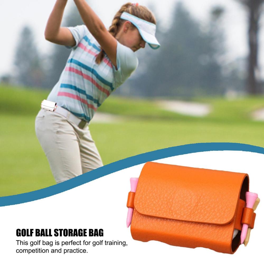 

1pc Golf Ball Pu Leather Waist Bag Outdoor Pouch Bags Travel Case Golf Ball Bag Hang On The Belt Portable Waist Storage Bag чёрный