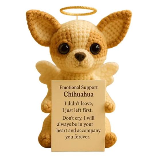 

Мемориальный позитивный вязаный крючком щенок эмоциональная поддержка ангел собака ручная работа позитивный вязаный крючком животное собака E