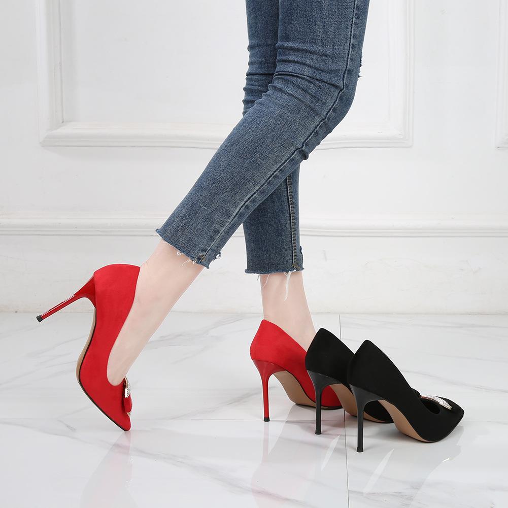 Fashion pointed sexy light mouth suede high heels large size women's single shoes