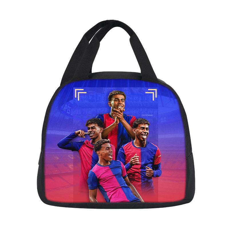 Student Bento Food Container Bags Reusable Thermal Cooler Lunch Box Football Star Handbag Insulated L-Lamin Yamal Lunch Bag