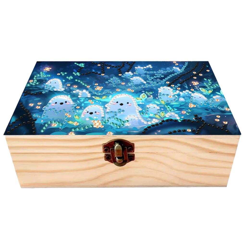 5D DIY Diamond Art Wooden Rhinestones Decorative Storage Box Crystal Storage Case Kit for Home Car Desk Decoration Craft