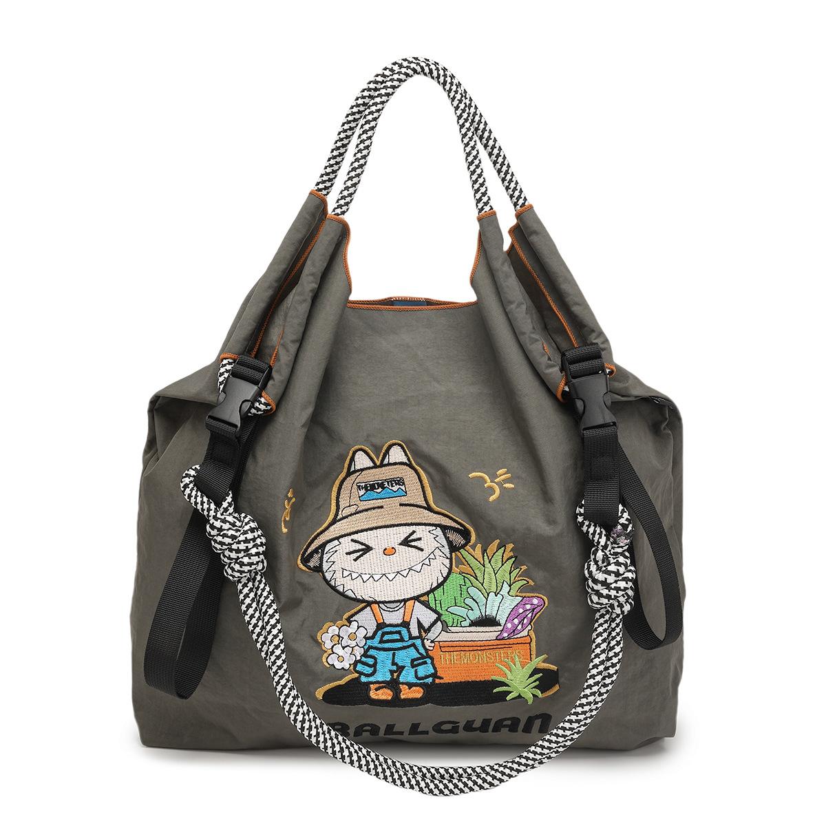 KTB Zomer nieuwe Japanse geborduurde labubu schattige schouder crossbody tas tote tas nylon milieuvriendelijke boodschappentas dames tas  L