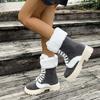 Comemore Thicken Plush Snow Boots for Women Winter Fur Platform Woman Mid-calf Lace-up Snow Boots Plush Casual Cotton Shoes