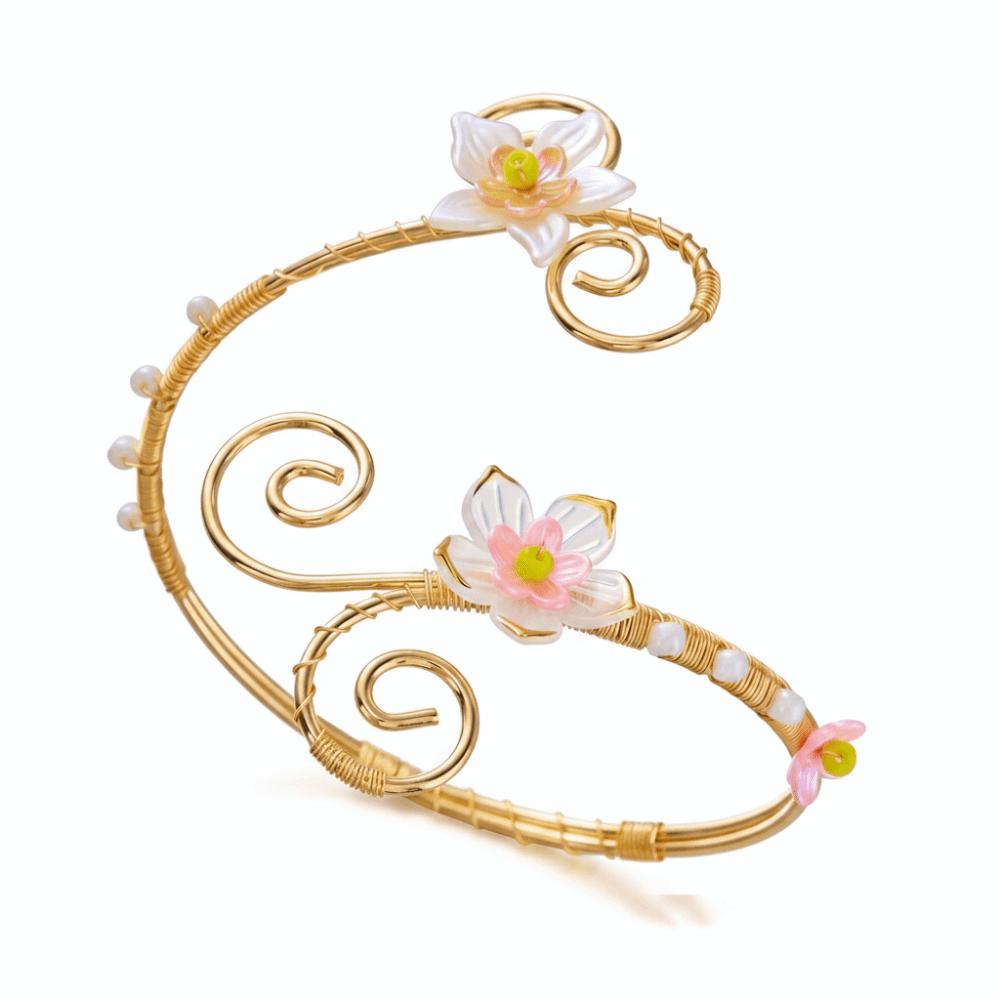 Baroque-style Baroque Flower Armlet Open-design Floral Arm Band Upper Arm Cuff Festival
