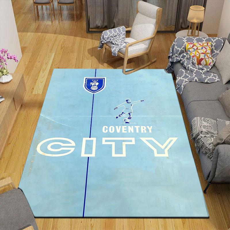 Coventry City Logo Flannel Printed Carpet, Home Sofa Decoration for Living Room & Bedroom, Non‑Slip Play Flannel Floor Mat for Game Room