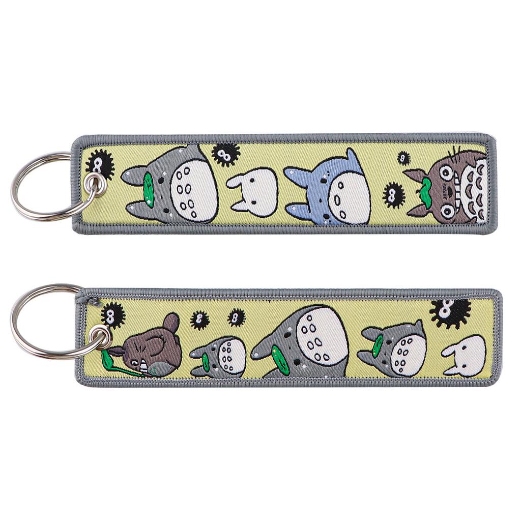 Anime Movie Embroidery Key Fobs White Dragon Key Tags Keychains for Motorcycles Cars Keyring Cosplay Accessories Fans Gifts