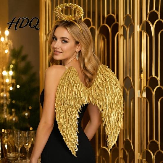Weihnachtsengel Kostüm Flügel für Kinder Gefiederte Flügel Verkleidung Halloween Cosplay Zubehör Kostümparty Auftritt Dunkler Beschützer