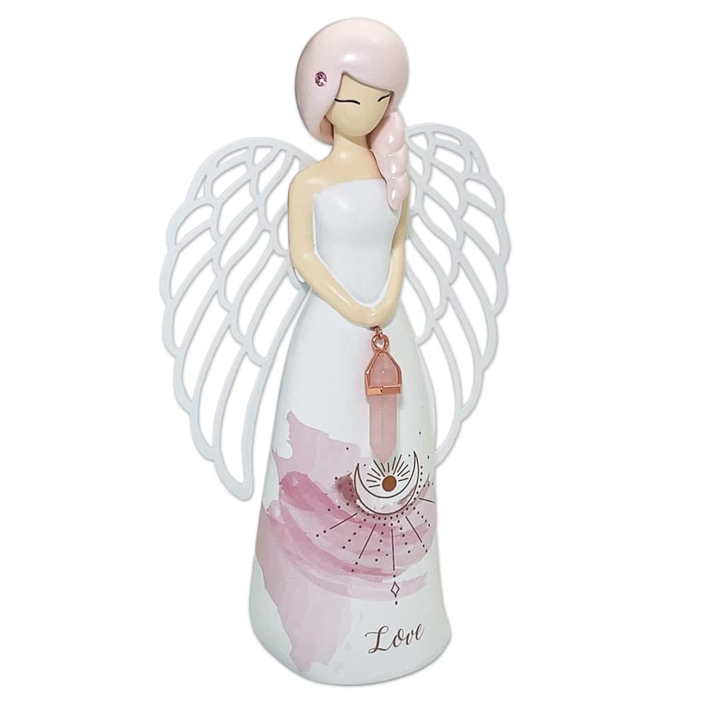 Pink Rose Quartz Angel of Love Figurine, Doll Figure, Gift, Mother's Day, Wedding Gift, Interior Decor