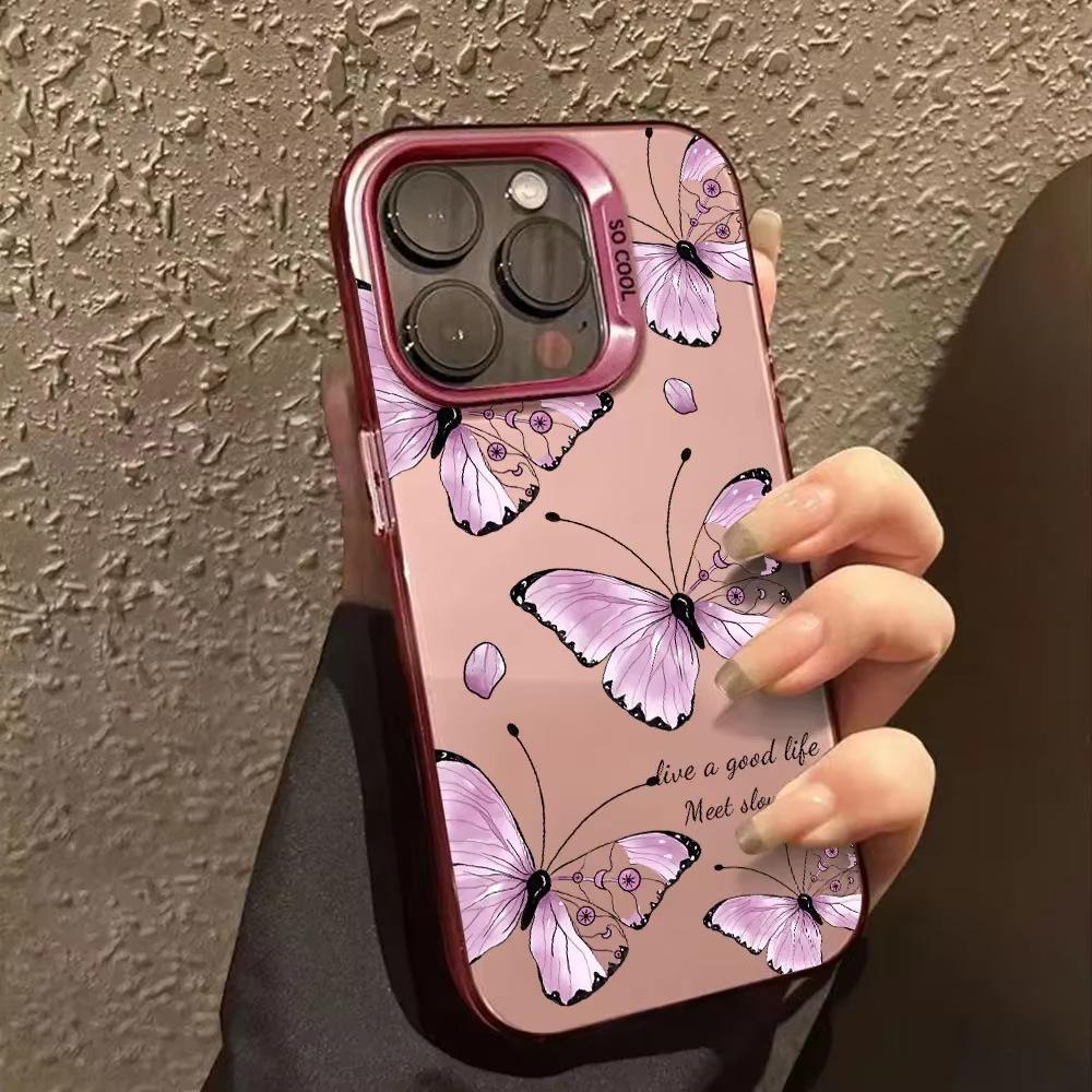 Lila Schmetterling iPhone 17 Pro Handyhülle, 16/15/14/13 Zoll, Lasergeschnittenes Design, Apple 11Xs Max/plus