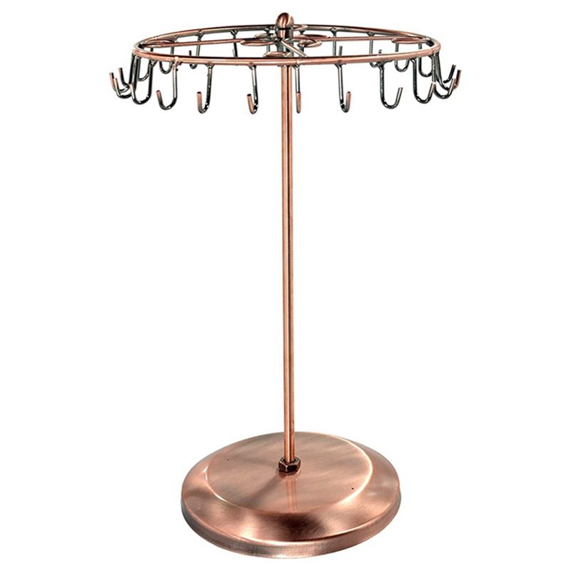 

M-Modern-13.3 Inch Black Metal Rotating Jewelry Stand Organizer For Necklaces And Bracelets медный