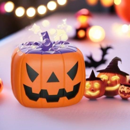 Halloween Pumpkin Bubble Machine Automatic Blower with Music & LED Lights Rechargeable Kid's Toy for Party Favors Outdoor Fun