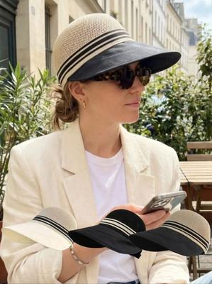 Women Wide Brimmed Non-Trace Ponytail Visor, Foldable Beach Sun Hat for Women Young Girls,Sun Hats for Women Wide Brim Straw Rol