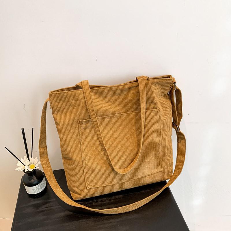 Chic Minimalist Fashionable Tote Bag For Women With Soft Corduroy Material