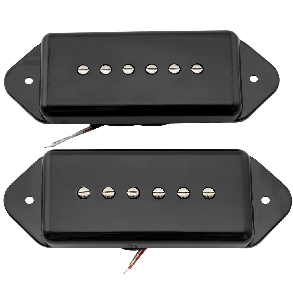 Artec ASA91 Alnico 5 P90 Dog-Ear Pickups, Neck/Bridge PU Set for Electric Guitar, Black