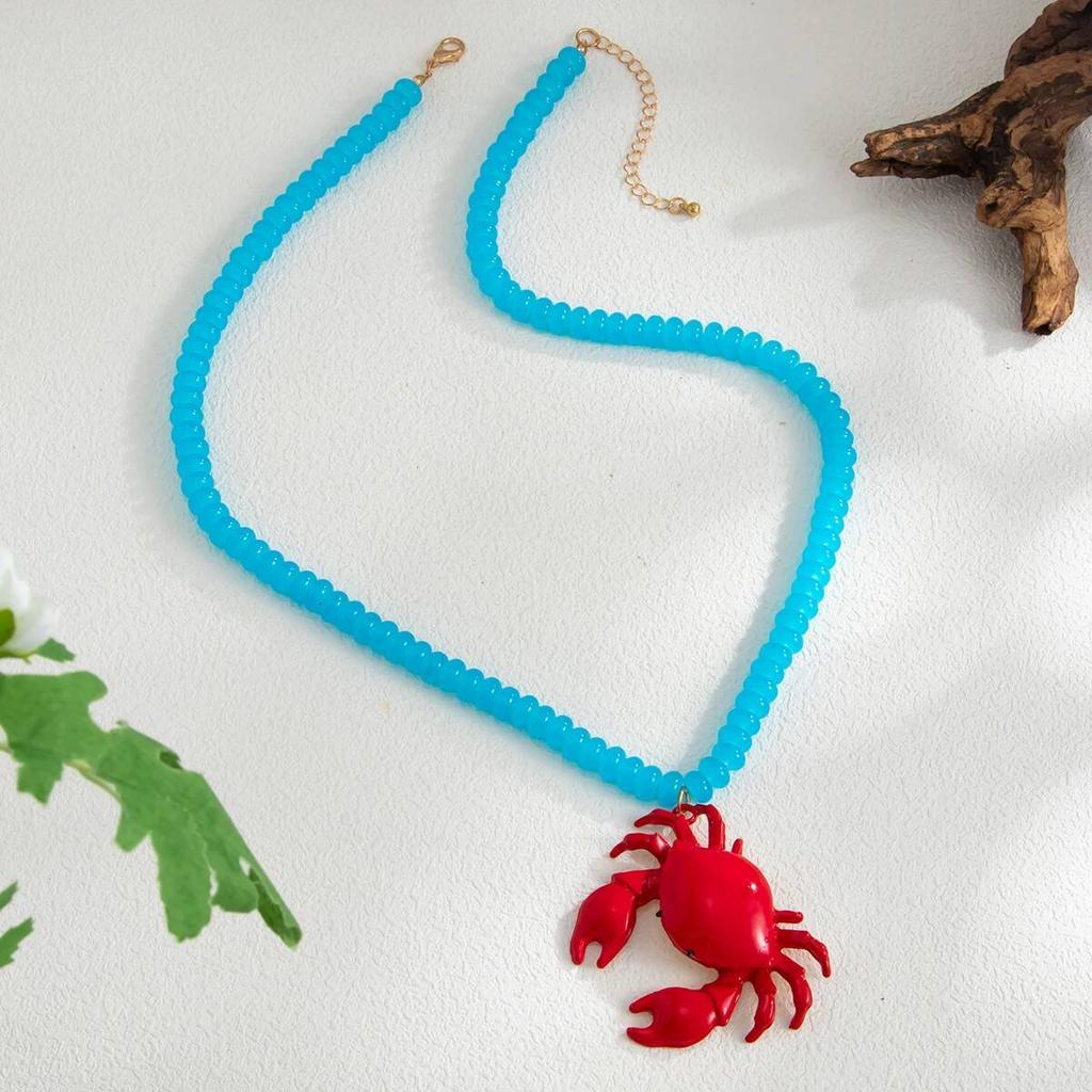 Naszyjniki z wisiorkami Salircon Y2K Boho Creative Crab Crayfish dla kobiet 2026, nowe, letnie wakacje, plaża, akrylowe koraliki, biżuteria choker