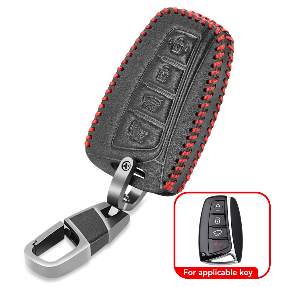 

Кожаный чехол для ключей от автомобиля для Hyundai Grand Santa Fe 3 DM Ix45 Ix35 Genesis DH Grandeur Azera HG Equus 2013-2016, аксессуары