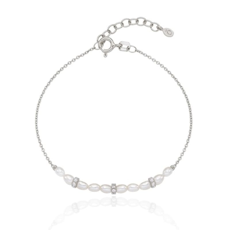 ozel Silver925 CZ rings with Natural Water Pearl Line Bracelet PS157B