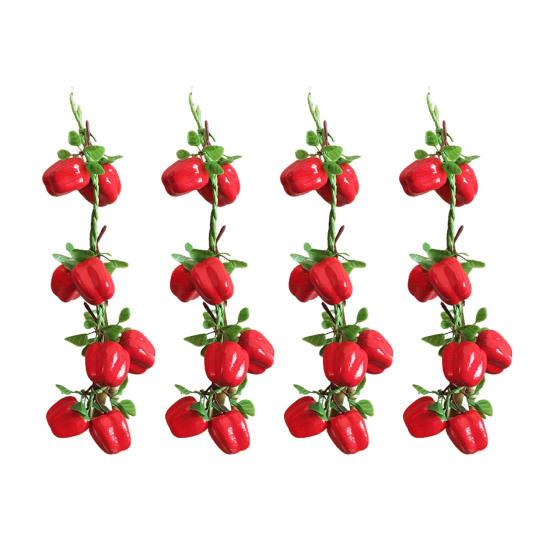 4Pcs Artificial Fruit Vegetable Garland Wall Hanging Fake Banana Strawberry Pumpkin Tomato Cucumber Chili String Farmhouse Kitchen Decoration
