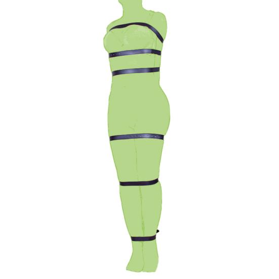 7ks Umělý kožený postroj Body Bondage Pás Omezovače nohou BDSM Sexuální hračky