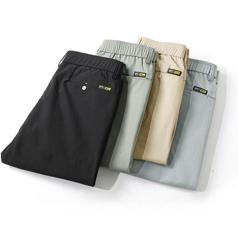 Pants Men's Spring and Autumn New Business Casual Pants Men's Sunscreen Quick-Drying Straight Elastic Green Slim Boys' Pants