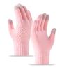 Winter Warm Knitted Gloves Fleece Lined Thick Touchscreen Cycling Flat Knit Gloves Solid Color Premium Black
