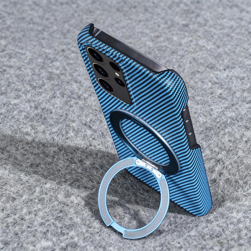 Samsung S26 Ultra Magnetic Carbon Fiber Phone Case with Rotating Stand