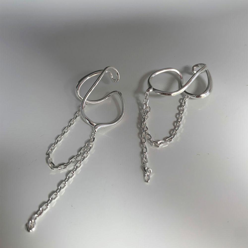 Girls Chain No Pierced Punk Tassel Dangle Earrings Clip On Earrings Women Ear Clip Korean Ear Cuff