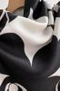 Black and White Scarf with Graphic Flowers - Modern Pattern, 100% Viscose, 178x66