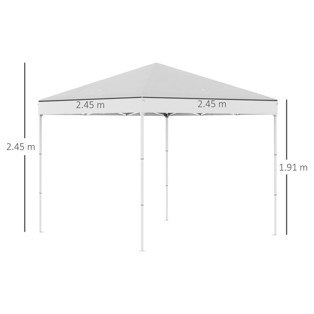 Gazebo Pieghevole 2,5 x 2,5 m Impermeabile con Corde e Picchetti, in Acciaio e Tessuto Oxford, Bianco