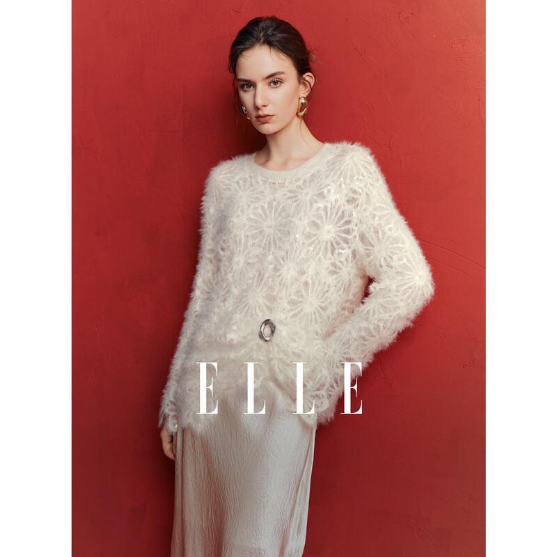 ELLE Women s Loose-Fit Hollow-Out Knit Sweater S