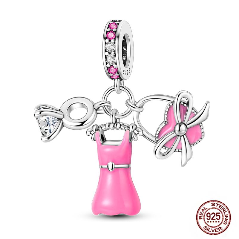 Daily Articles Copper Pink Perfume Charms Camera Dumbbell Smart Watch Beads Fit Original Bracelets Diy Jewelry Gift