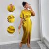 Elegant V-neck High Waist Split Long Dress - Spring 2025 Collection