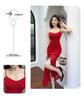 High-End Celebrity Mesh Spaghetti Strap Bodycon Dress with Slit