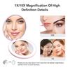 1X/10X Magnification LED Pocket Compact Cosmetic Mirror Rechargeable Slim Travel Makeup Mirror with Lights Portable Double Sided