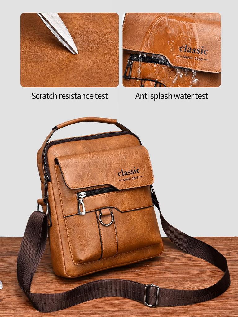 Herren Messenger Bag Leder Crossbody Schultertasche Klassische wasserdichte Aktentasche Satchel Reisetasche