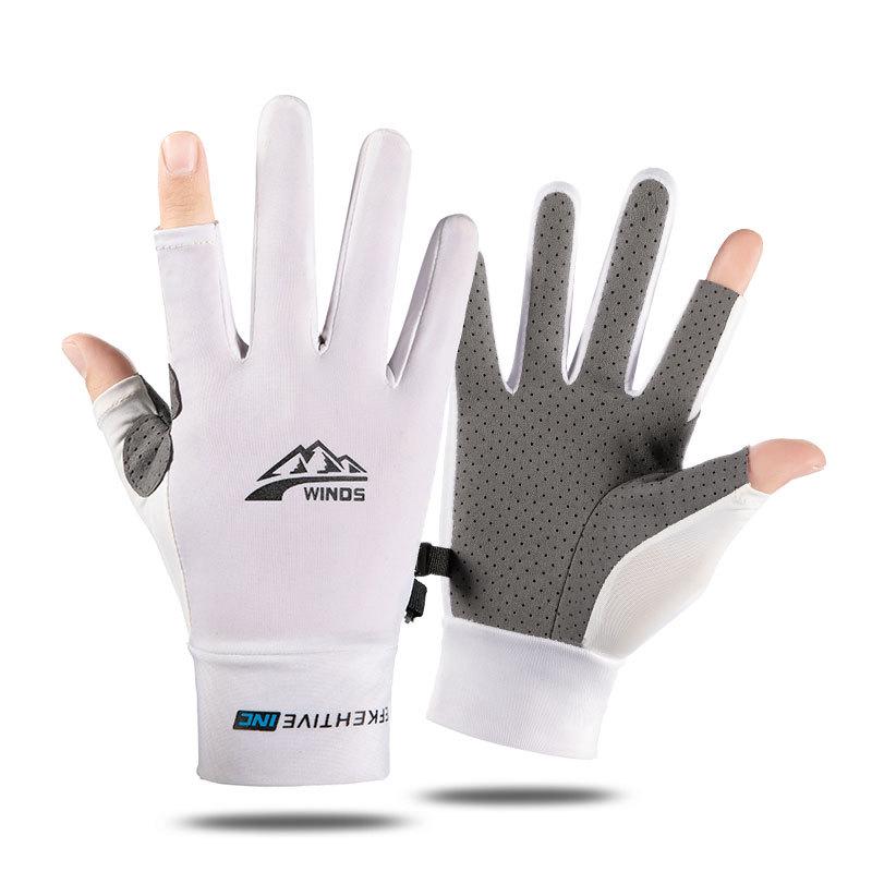 Ice Silk Sun Protection Unisex Two-Fingerless Non-Slip Half-Finger Gloves for Summer Driving, Cycling, and Fishing