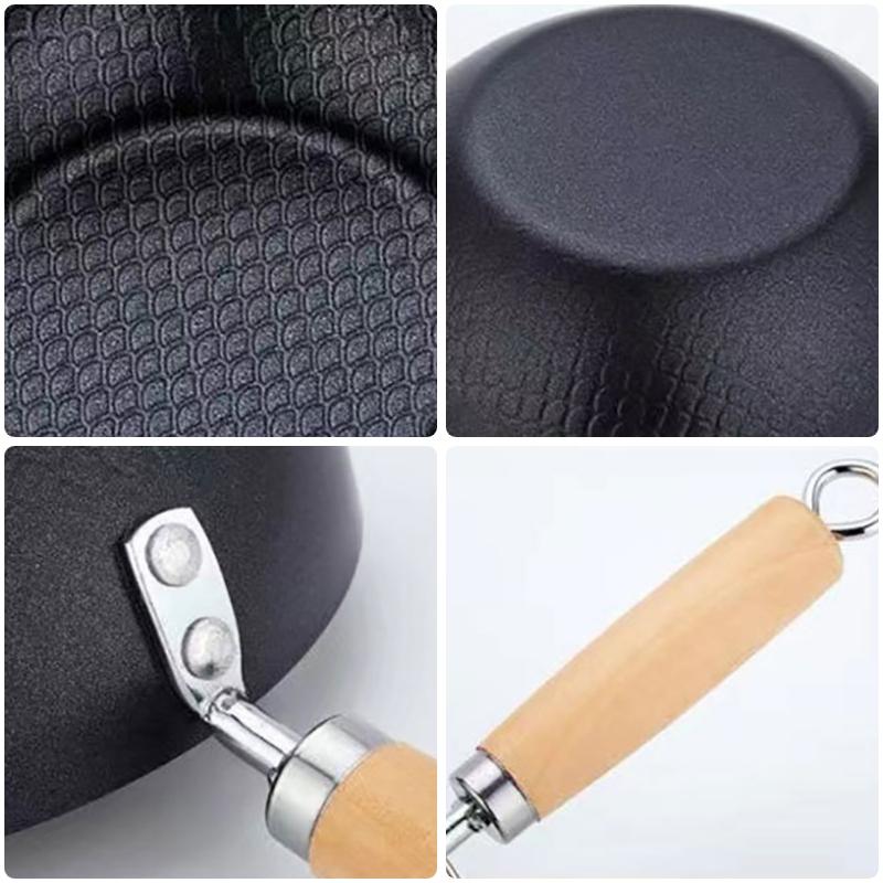 Kitchen Iron Pot Frying Pan Wok Pan Uncoated Gas Stove Induction Cooker Universal Non-Stick Iron Wok Saucepan Cookware Set