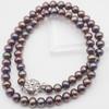 Used X804 Freshwater Pearl Necklace Purple Color Design Silver Color June Birthstone
