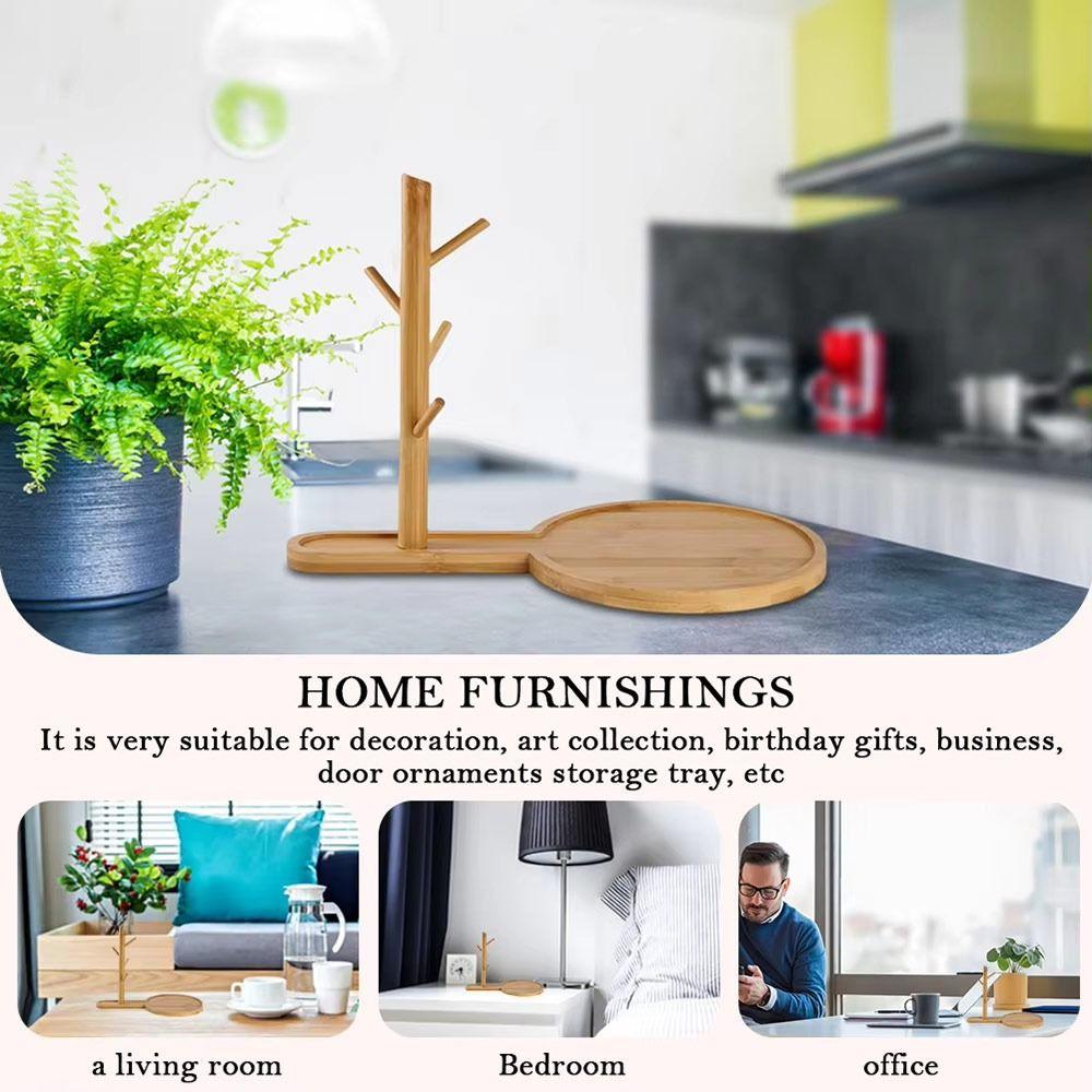 New Bamboo Tree Branch Storage Tray Simple Gourd Shape Key Hanger Water Droplet Jewelry Display Rack