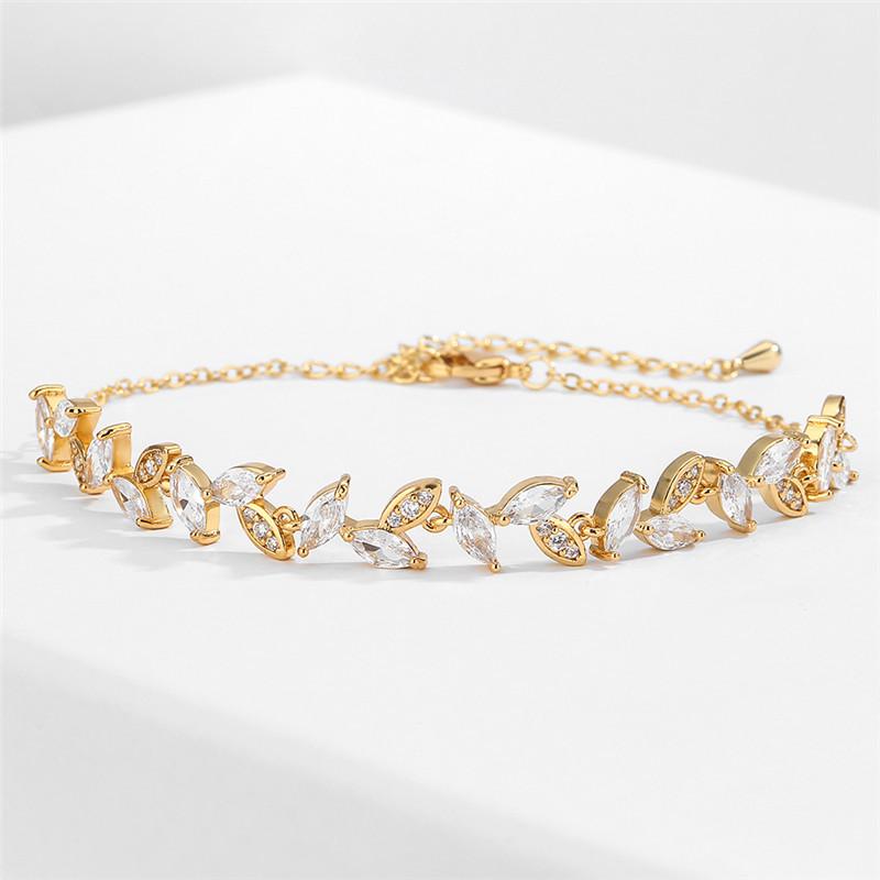 RAKOL Hochwertiges AAA Zirkon Frische Blätter Koreanische Mode Armband für Frauen