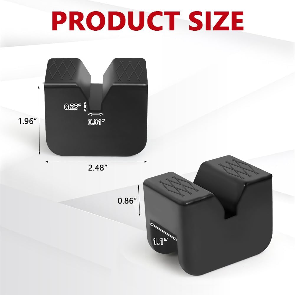 4PCS Car Jack Stand Pads, 3 Ton Rubber Jack Pad Adapter For Jack Stands, Universal Rubber Slotted Frame Rail Pinch Welds Protector, Heavy Duty Jack