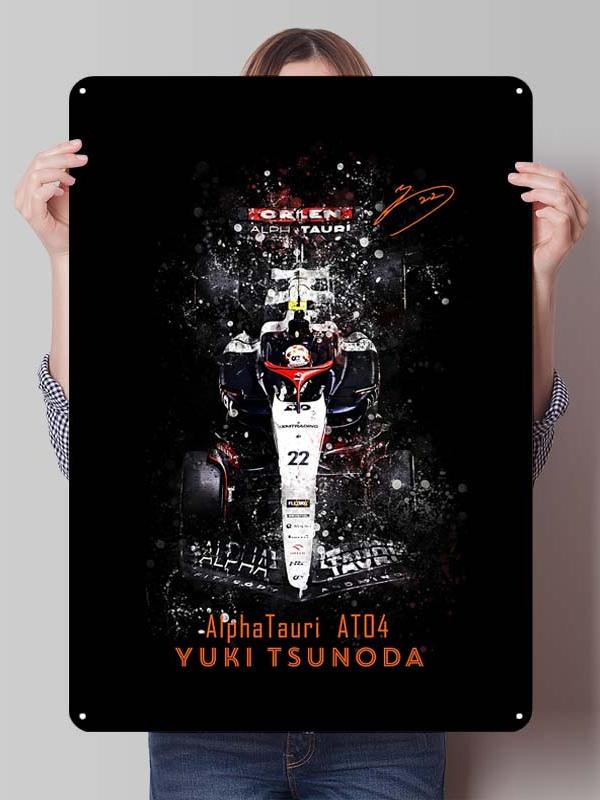 Yuki Tsunoda Racer Posters F1 Racing Metal Signs Decor for Room Decoration Custom Tin Plates for Wall Art Decoration Retro Home