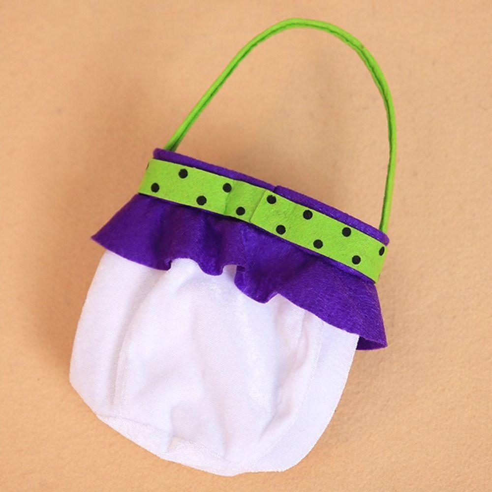 Velvet Material Halloween Tote Bag Cartoon Cotton Portable Pumpkin Candy Bag Spooky Design Pumpkin Ghost Design Kids Candy Bag