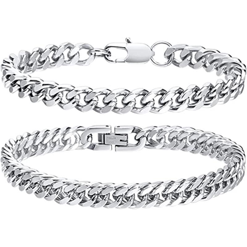 Cross Bestseller Stainless Steel Figaro Cuban Bracelet - Fashionable, Colorfast Titanium Gold & Black