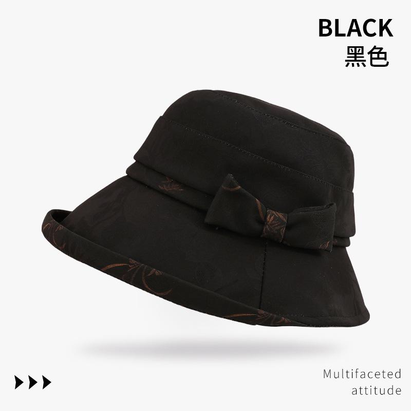 Temperament mother bucket hat women autumn and winter versatile elegant washbasin hat simple cold warm big brim hat