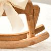 Wood Rocking Horse Figurine with Ribbon Handcrafted Rocking Horse Statue Home Office Living Room Kinetic Desktop Decoration Ornament