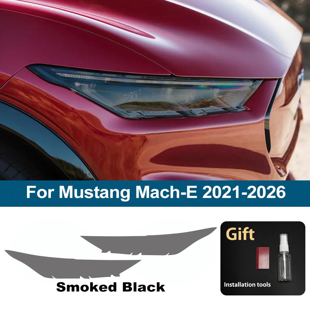 

For Ford Mustang Mach-E 2026-2026 TPU PPF High-Gloss Smoke Black Pre Cut Car Headlight Protective Film Anti-Scratch Vinyl Film For Mach-E 21-23 SMK