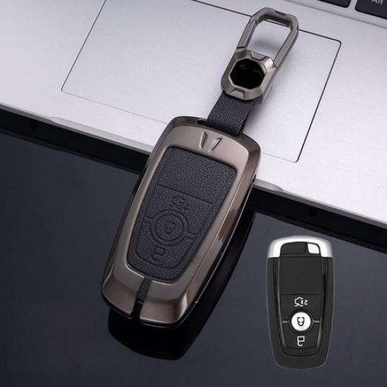 Zinc Alloy Leather Car Key Case Cover For Lincoln MKC Continental MKZ Navigator