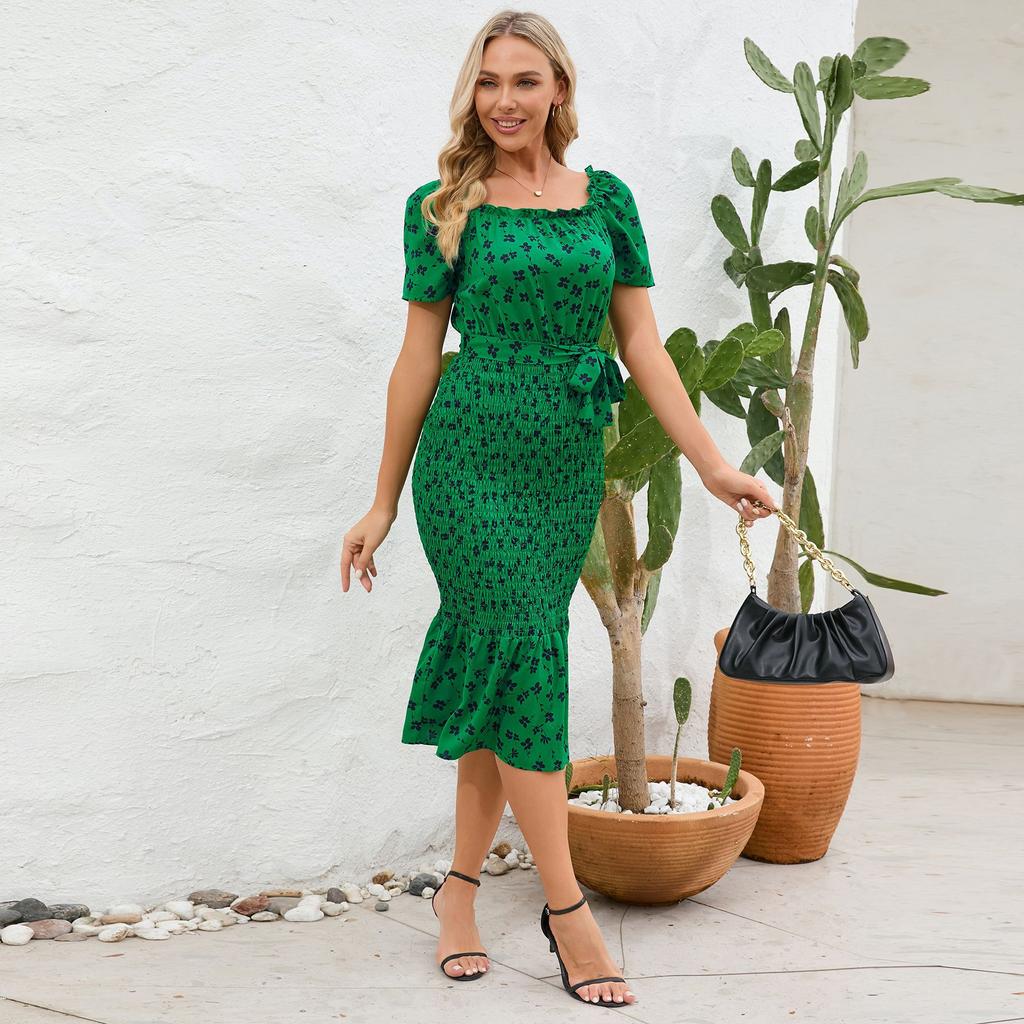 ქალთა სექსუალური შეფუთვა თეძოს ყვავილებიანი საზაფხულო მჭიდრო ტემპერამენტის კაბები